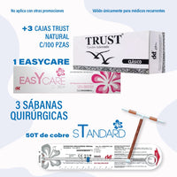 Kit EasyCare + Condón Trust DKT — anticoncepción doble método, regalo 50 DIU Standard y sábanas
