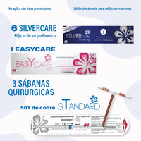 Kit 6 SilverCare + EasyCare DKT — bundle DIU plata antimicrobiana para médicos recurrentes, regalo 50 DIU Standard y sábanas quirúrgicas