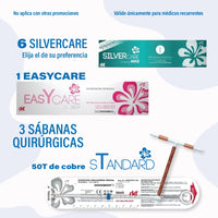 Kit 6 SilverCare Mini + EasyCare DKT — bundle DIU plata compacto para nulíparas, regalo 50 DIU Standard y sábanas quirúrgicas